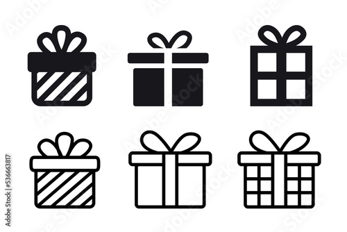 Gift Box Icons Set Vector Illustration. Surprise Gift Boxes, Christmas Gift, Present Boxes