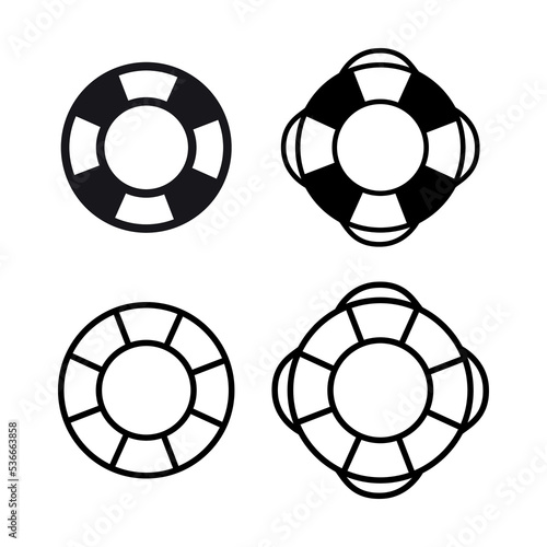 Lifebuoy Icon Set In Flat Style Vector Illustration. Rescue, Life Saving, Lifeguard Symbols