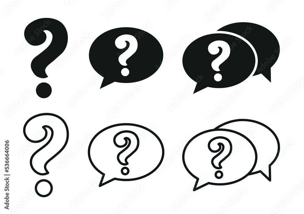 Question Mark Icons Set In Flat Style Vector Illustration. Chat Question, Speech Bubble, FAQ Sign Question Mark Icons Set In Flat Style Vector Illustration. Chat Question, Speech Bubble, FAQ Sign