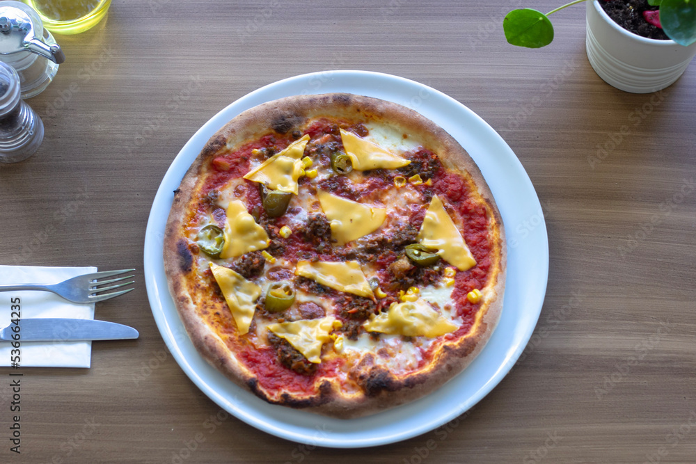 pizza on a table pizza on a table