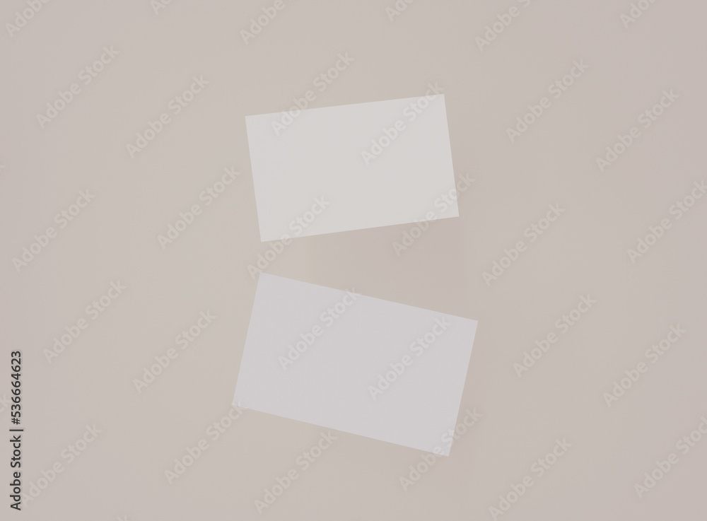 3D blank business cards. Mockup scene. Template for branding identity. 3D rendering. 3D blank business cards. Mockup scene. Template for branding identity. 3D rendering.