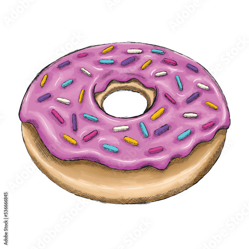 Colored donut sketch. Hand drawn illustration of a donut sketch.