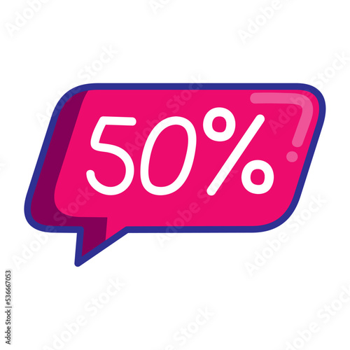 speech bubble with 50 percent