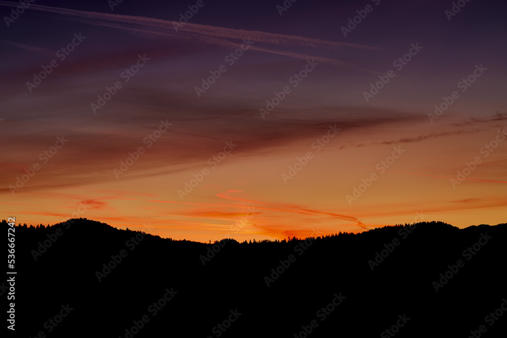 Sunset in the mountains, Banjscice Slovenia Sunset in the mountains, Banjscice Slovenia