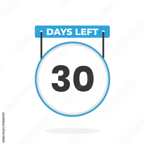 30 Days Left Countdown for sales promotion. 30 days left to go Promotional sales banner