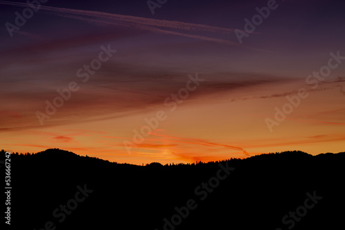 Sunset in the mountains, Banjscice Slovenia