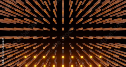 3d render with yellow reflective rectangles in perspective