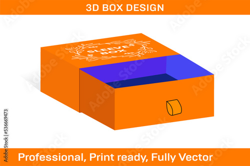 Drawer style sleeve box packaging design template