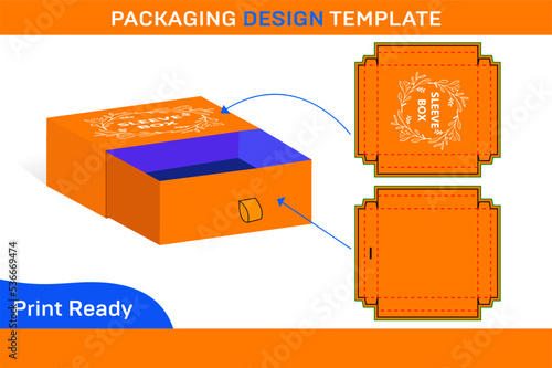 Drawer style sleeve box packaging design template