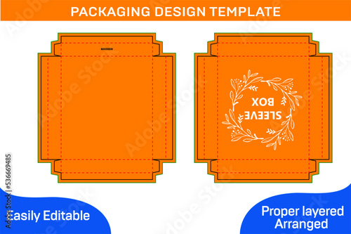 Drawer style sleeve box packaging design template