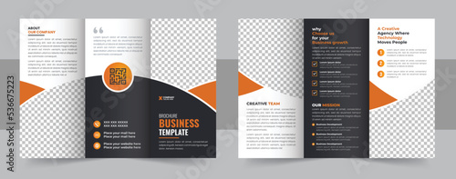 trifold brochure template design with modern style and minimalist layout concept or modern trifold business brochure design template