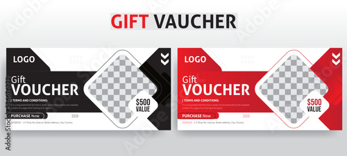 Creative Gift Voucher Template Design, luxury elements. Vector illustration. Design for invitation, certificate, gift coupon, ticket, voucher, diploma etc, Discount offer template design for marketing