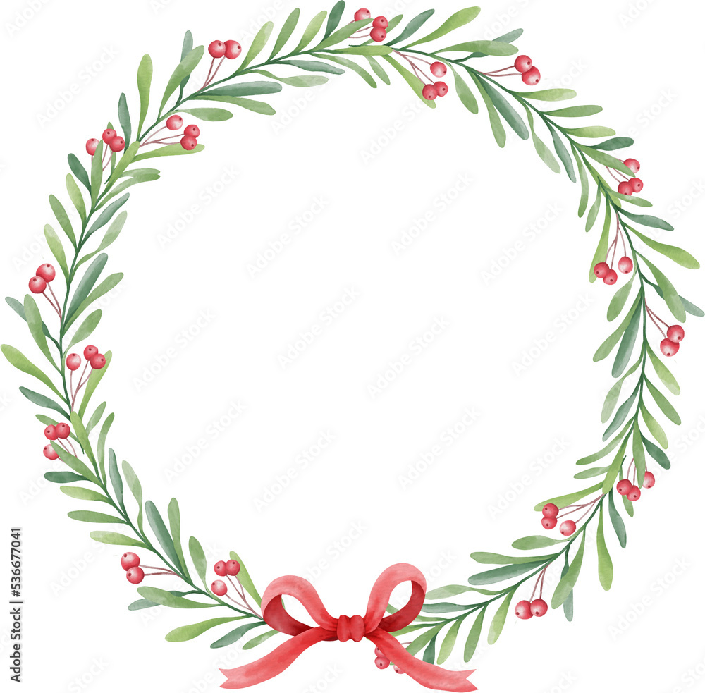 Christmas winter floral wreath frame