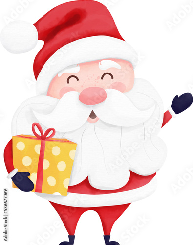 Cute santa claus with gift box