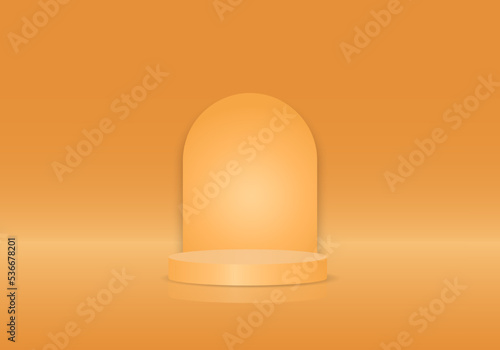 3d background products orange sphere The background is round with a white light in the middle. To increase the prominence of the products that are placed