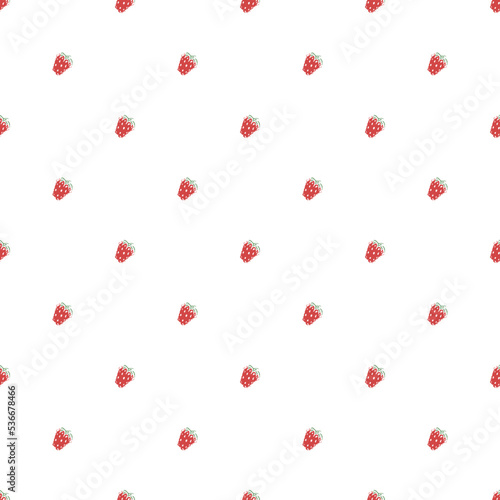 Fototapeta Naklejka Na Ścianę i Meble -  Seamless strawberry pattern. Doodle vector with red strawberries icons. Vintage strawberries pattern