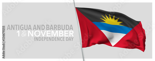 Antigua and Barbuda happy independence day greeting card  banner with template text vector illustration