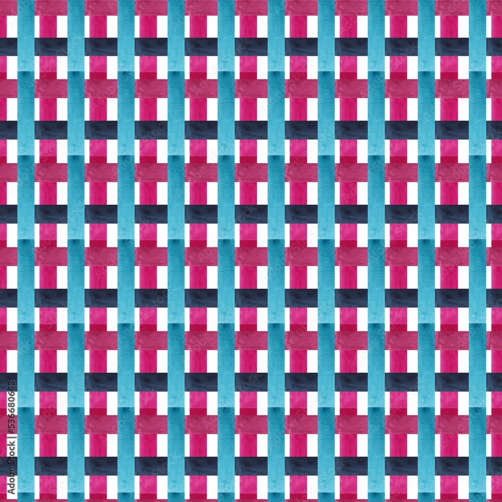 Checkered stripe linear watercolor seamless pattern. Blue, violet and white colors. Checkered stripe linear watercolor seamless pattern. Blue, violet and white colors.