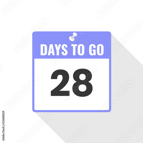 28 Days Left Countdown sales icon. 28 days left to go Promotional banner photo