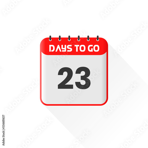 Countdown icon 23 Days Left for sales promotion. Promotional sales banner 23 days left to go photo