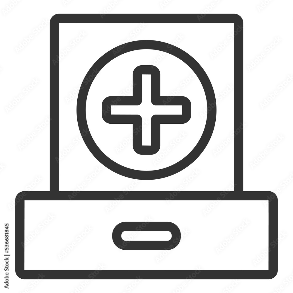 Document from a drawer and a test - icon, illustration on white background, outline style Document from a drawer and a test - icon, illustration on white background, outline style