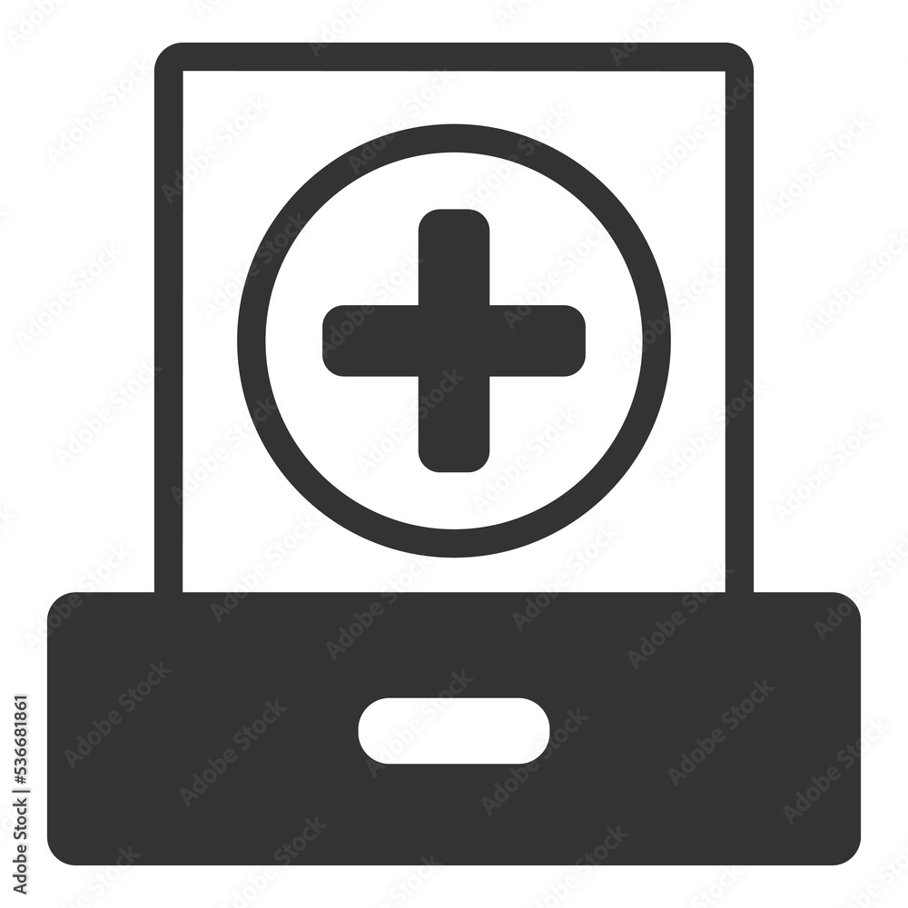 Document from a drawer and a test - icon, illustration on white background, glyph style Document from a drawer and a test - icon, illustration on white background, glyph style