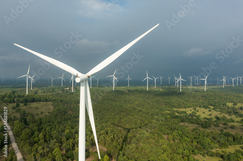 Concept of renewable energy sources, green energy. Innovative wind turbine Sustainable source of electricity is conservation of global environment. Wind energy technology to conserve ecosystems.
