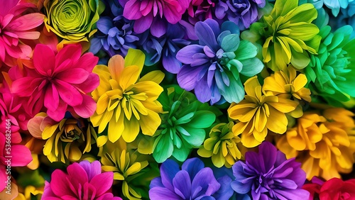 Rainbow flowers  macro photography  illustration