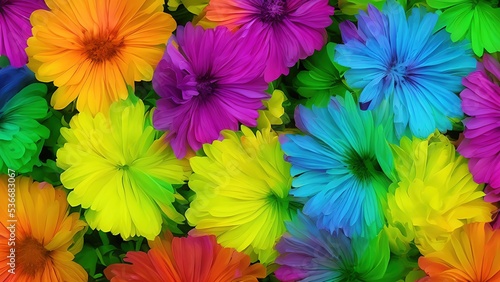 Rainbow flowers, macro photography, illustration © Korney
