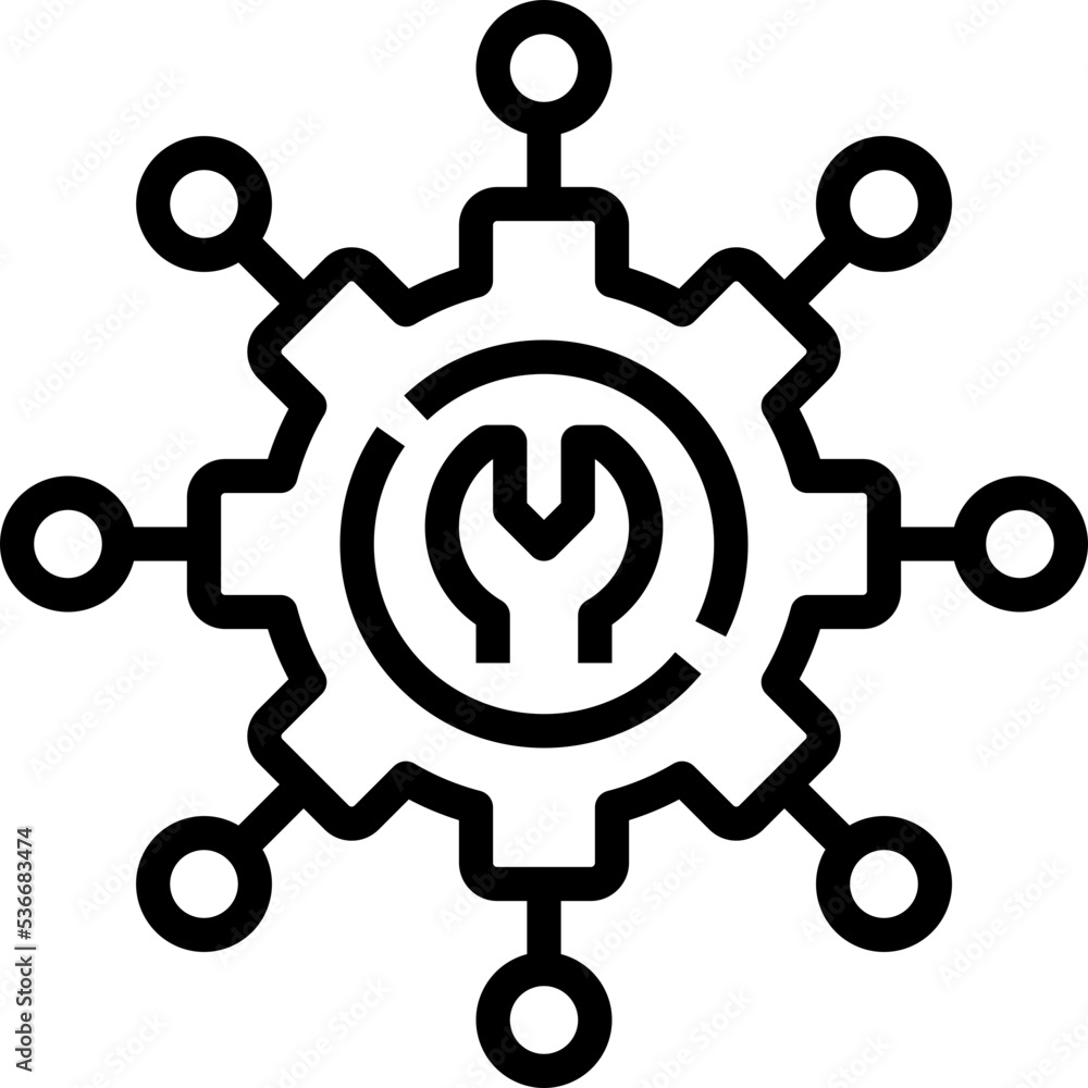 Network gear icon symbol element Network gear icon symbol element