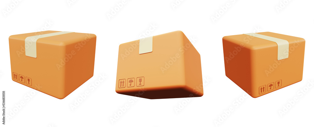 Fototapeta premium Fragile shipping carton. 3d render.