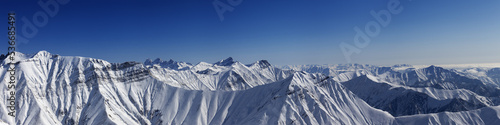 Panorama of winter mountains in nice day photo