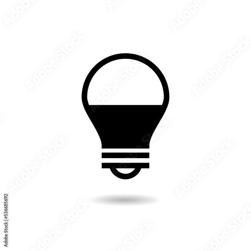 LED light lamp bulb icon logo with shadow