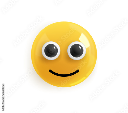 Emotion Realistic 3d Render. Icon Smile Emoji. Vector yellow glossy emoticons. PNG