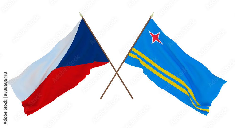 Background, 3D render for designers, illustrators. National Independence Day. Flags Czech Republic and Aruba Background, 3D render for designers, illustrators. National Independence Day. Flags Czech Republic and Aruba
