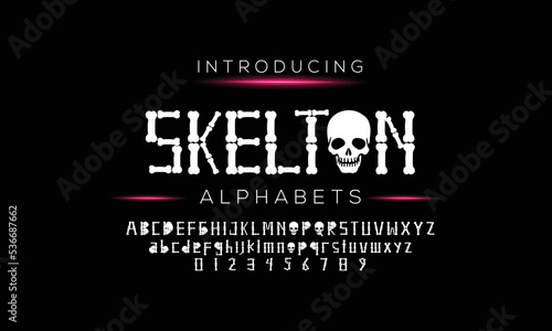 Special decorative font complex execution in the form of human skeleton bones