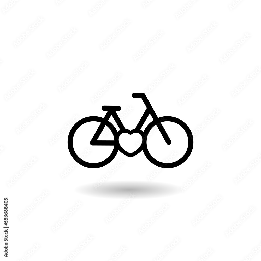 Bike Love Logo Icon with shadow Bike Love Logo Icon with shadow