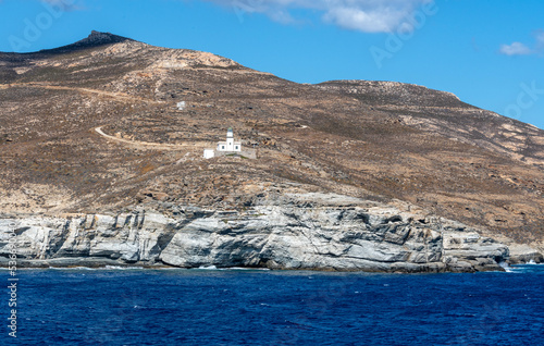 Rocky coastline of western Serifos island in Greece with the Aegean Sea