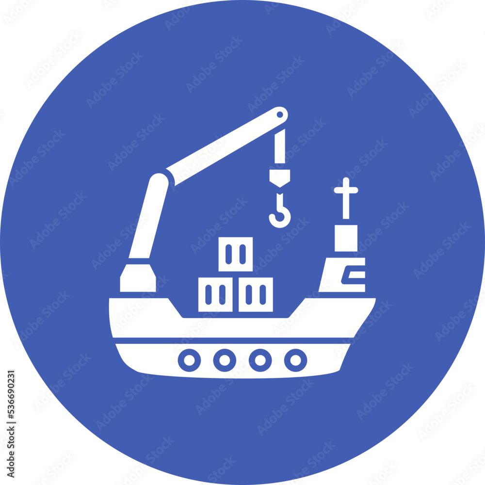 Cargo Ship Multicolor Circle Glyph Inverted Icon Cargo Ship Multicolor Circle Glyph Inverted Icon