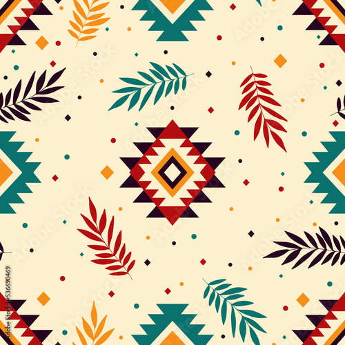 Ethnic ornament. Seamless Navajo pattern. Herbal vector Illustration