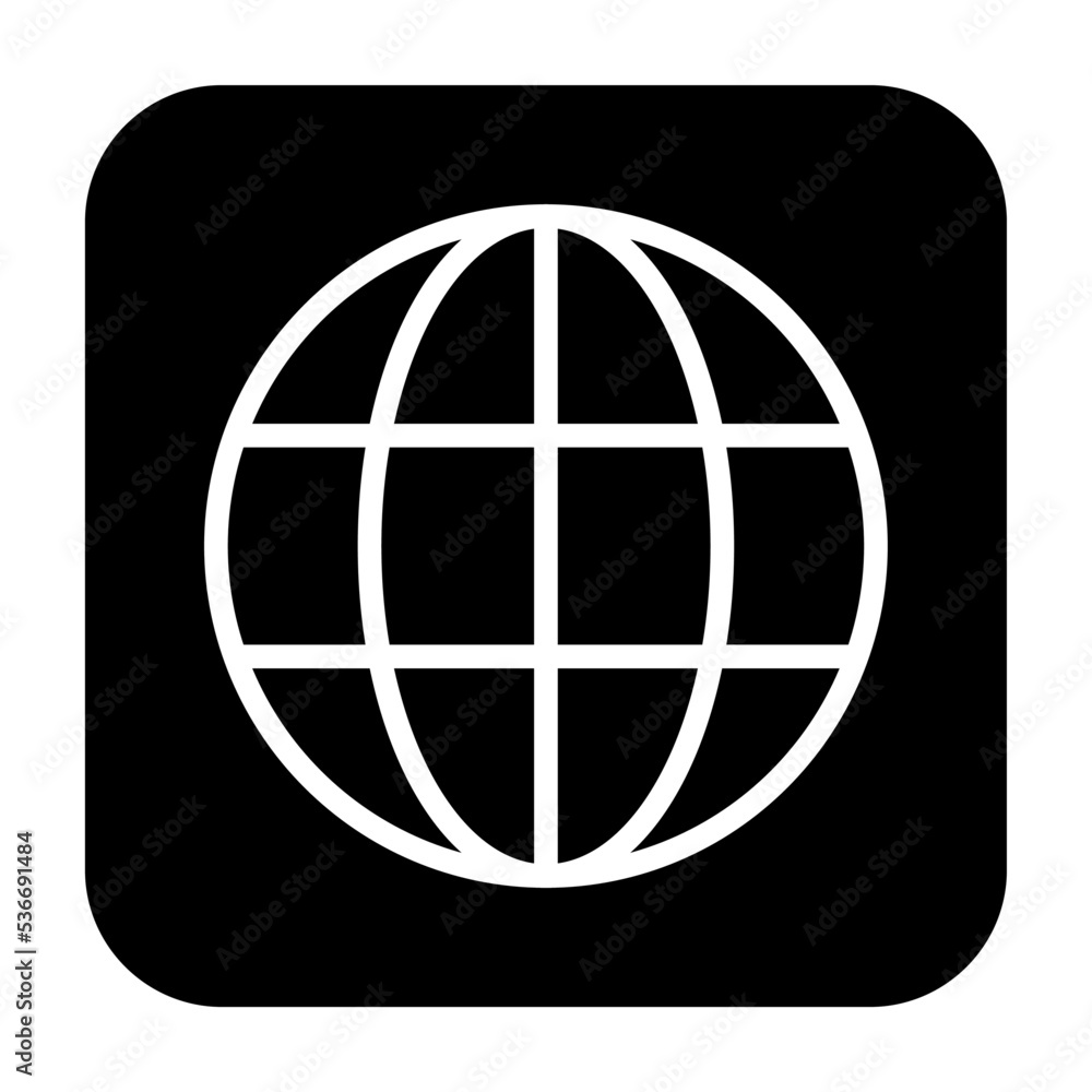 WWW world wide web site symbol, Internet icon, website address globe, flat outline sign WWW world wide web site symbol, Internet icon, website address globe, flat outline sign