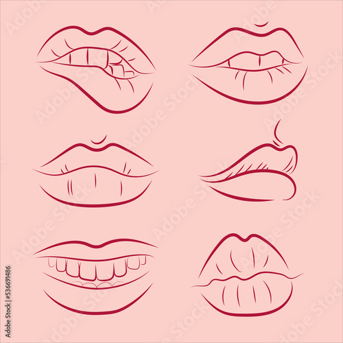 lips line different angle kiss