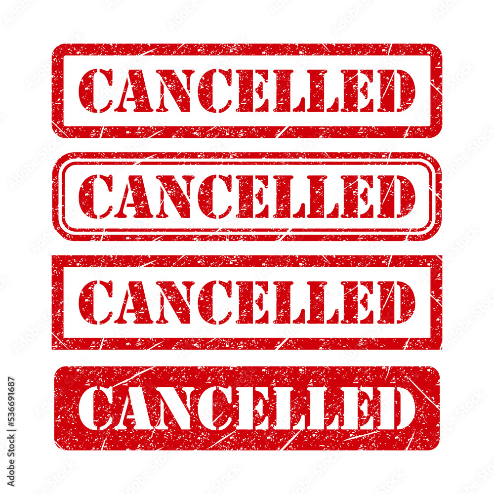 Set of Cancelled stamp symbol, label sticker sign button, text banner vector illustration Set of Cancelled stamp symbol, label sticker sign button, text banner vector illustration