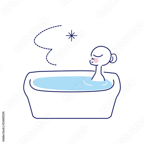 リラックスした表情で入浴している若い女性