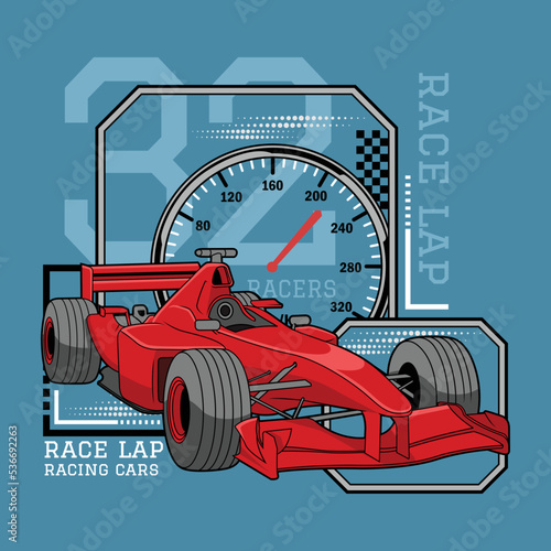 Hand drawn formula 1 racing car illustration