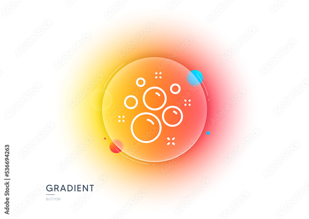 Clean bubbles line icon. Gradient blur button with glassmorphism. Laundry shampoo sign. Clothing cleaner symbol. Transparent glass design. Clean bubbles line icon. Vector Clean bubbles line icon. Gradient blur button with glassmorphism. Laundry shampoo sign. Clothing cleaner symbol. Transparent glass design. Clean bubbles line icon. Vector