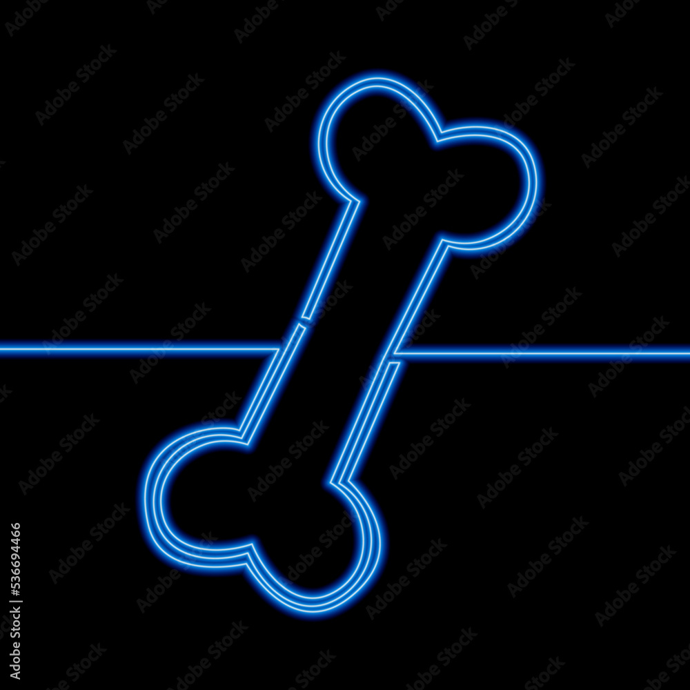 Continuous line drawing Dog bone pet shop, veterinary clinic icon neon glow vector illustration concept Continuous line drawing Dog bone pet shop, veterinary clinic icon neon glow vector illustration concept