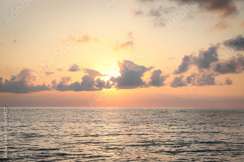 Picturesque view of beautiful sea at sunset