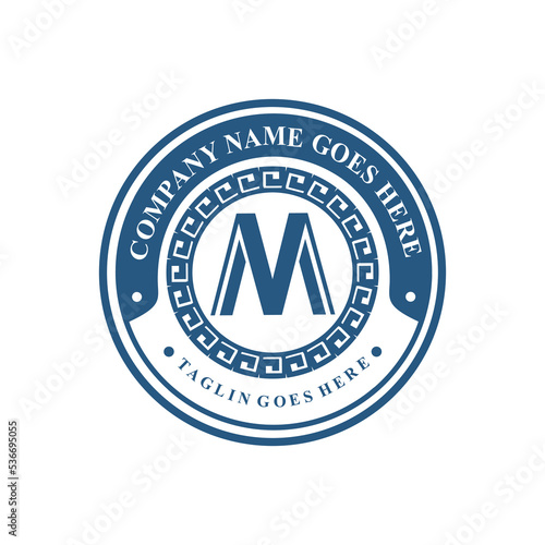 Rustic vintage Justice for attorney logo design. letter m