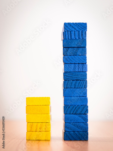 yellow - blue compare bar graph